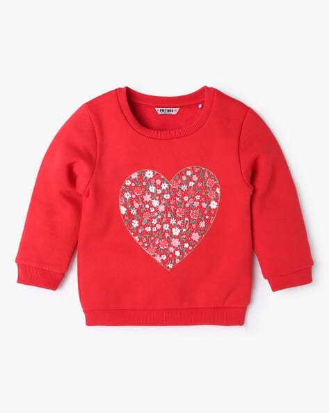 Heart Print Crew-Neck Sweatshirt