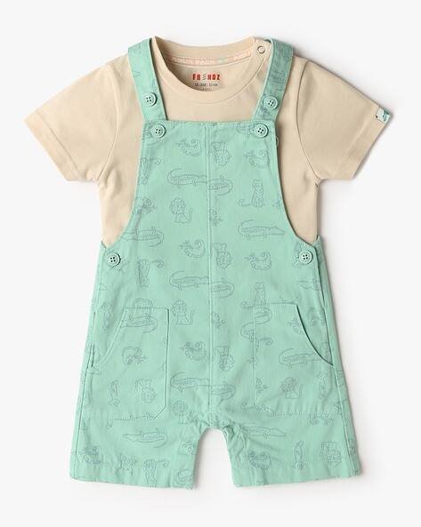 Printed Dungaree with T-Shirt