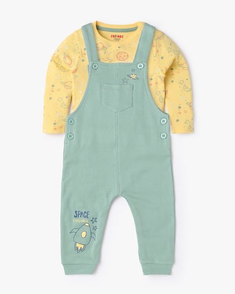 Printed T-Shirt & Dungaree Co-Ord Set
