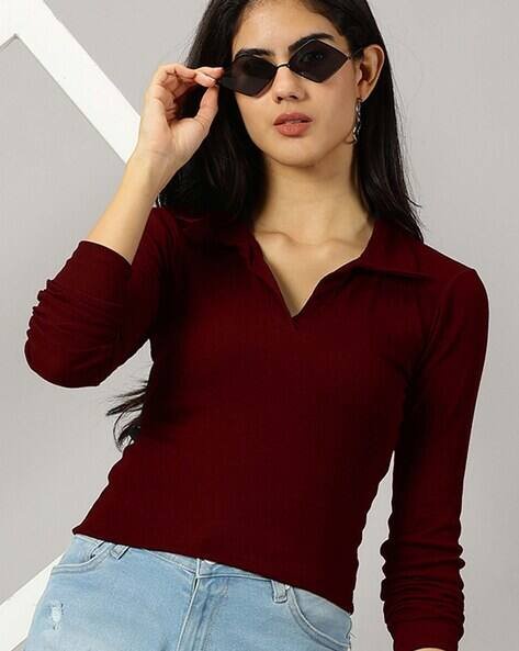 Women Ribbed Regular Fit Top