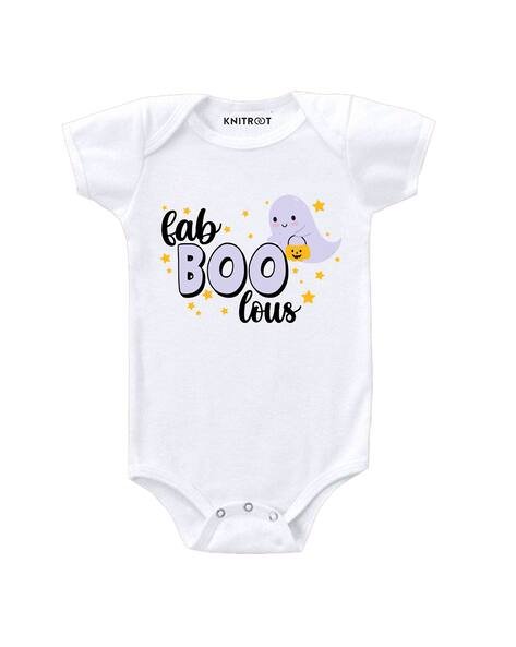 KNITROOT Typographic Print Round-Neck Romper