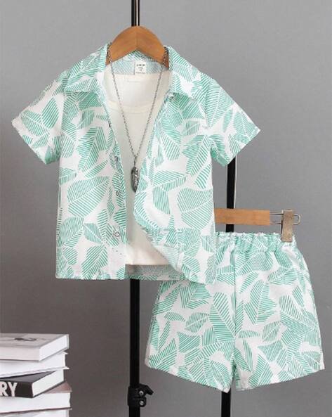OCVITO Leaf Print Shirt with Shorts