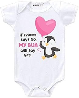 Sponsored Ad - KNITROOT Chachu Bua Special Unisex Baby Romper Half Sleeve Envelope Neck If Mom Say No My Bua Will Say Yes(...