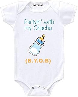 Sponsored Ad - KNITROOT Chachu Bua Special Unisex Baby Romper Half Sleeve Envelope Neck Partyin With My Chachu