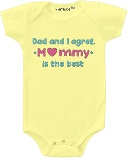 Sponsored Ad - KNITROOT Family Special Unisex Baby Romper Half Sleeve Envelope Neck Daddy and i agree mommy is the best
