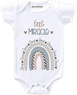 Sponsored Ad - KNITROOT Baby Boy's Bodysuit White Color Half Sleeve Little Miracle