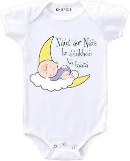Sponsored Ad - KNITROOT Family Special Unisex Baby Romper Half Sleeve Envelope Neck Nana nani ke aankhon ka taara(KMCBR56-...