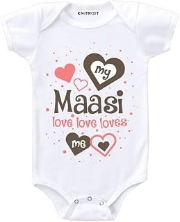 Sponsored Ad - KNITROOT Family Special Unisex Baby Romper Half Sleeve Envelope Neck Maasi loves me