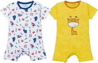 ROMPUS Aviator Unisex Baby organic Cotton Romper/Onesie/Bodysuit Half Sleeve Envelope Neck (MONTH-2)