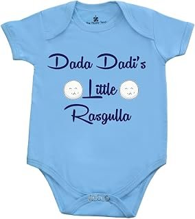 Sponsored Ad - The Peppy Tend Cute Dada Dadi's Little Rasgulla Printed Unisex-Baby Regular Half Sleeves Onesie-Romper