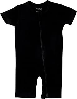 GUISBY Rayon Made From Bamboo Baby Pajamas, Short Sleeve Footless Rompers, 2 Way Zipper Sleeper