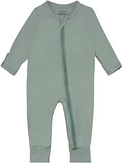 GUISBY Baby Footless Rompers, Rayon Pajamas 2 Way Zipper with Long Sleeve Sleeper