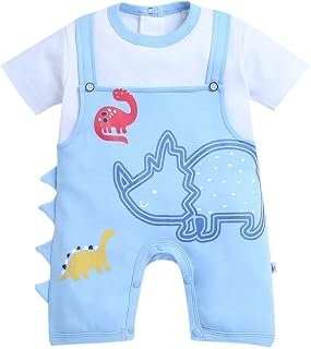 BUMZEE Sky Blue Boys Half Sleeves Thigh Length Romper