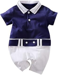 Hopscotch Boys Cotton Solid Romper in Navy Color