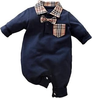 Hopscotch Boys Cotton Checkered Full-Sleeve Romper in Blue Color