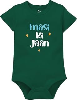 Sponsored Ad - Zeezeezoo Maasi Ki Jaan Printed Baby Onesie Bodysuit Romper Forest Green 100% Cotton