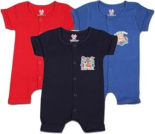ROMPUS Unisex Baby organic Cotton Romper/Onesie/Bodysuit Half Sleeve Envelope Neck (Size-1Month)