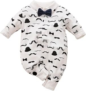 Hopscotch Baby Boys Cotton All-Over Print Full-Sleeve Romper in White Color For Ages 3-6 Months (YYG-1480438)