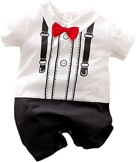 Hopscotch Boys Cotton Graphic Print Romper in White Color