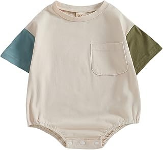 Twopumpkin Baby Bubble Romper Boy Girl Oversized Farm Onesie Retro Rompers Short Sleeve Shirts Summer Clothes Cute Outfits