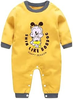 Bold N Elegant Cute Allegator Cartoon Print Newborn Cotton Full Sleeve Footless Baby Romper Onesie Buttoned Bodysuit for N...
