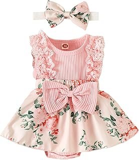 MERSARIPHY Summer Newborn Baby Girls Outfits Infant Floral Romper Dress Boho Sleeveless Ruffle Bodysuit+Headband Clothes Set