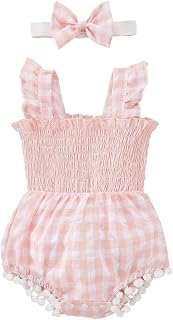 Pipikiddy Infant Baby Girl Lace Tutu Romper Dress Halter Romper Mesh Strap Jumpsuit with Tassels Headband