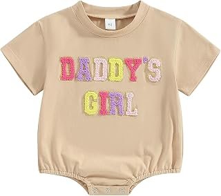 Fernvia Newborn Baby Girl Summer Outfit Short Sleeve Bubble Romper Bodysuits Embroidery Sweatshirt Top Preemie Clothes