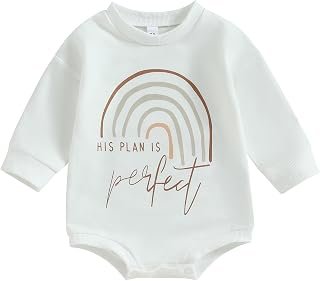 Maemukilabe Infant Baby Girl Boy Sweatshirt Bubble Romper Long Sleeve Letter Rainbow Jumpsuit 1Pc Fall Spring Summer Outfit