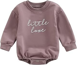 FYBITBO Baby Girl Boy Crewneck Sweatshirt Bubble Romper Long Sleeve Shirt Onesie Valentines Day Outfit Fall Clothes