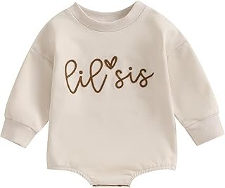YINGISFITM Toddler Baby Girl Clothes Long Sleeve Pullover Sweatshirt Romper Fall Winter Cute Sister Brother Matching Outfits