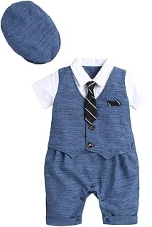 Hopscotch Boys Polyester Blend Solid Applique Romper In Blue Color