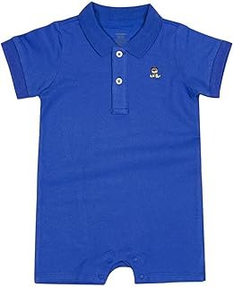SUYEORLI Baby Polo Romper Cotton Short Sleeve Embroidery Bear Jumpsuit 3-24 Months