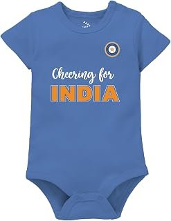 Sponsored Ad - Zeezeezoo Cheering For Team India Cricket Baby Onesie Romper Bodysuit 100% Cotton