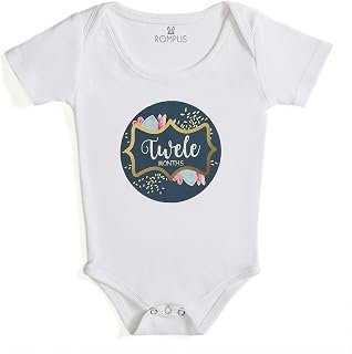 Sponsored Ad - ROMPUS Dialogue Unisex Baby Organic Cotton Romper/Onesie/Bodysuit Half Sleeve Envelope Neck 12Months
