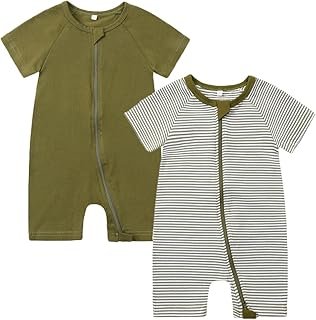 BeiVSlley Infant Baby Boy Girl's 2 Pack Short Sleeve Romper,Unisex Toddler Cotton Jumpsuit Outfits Clothes