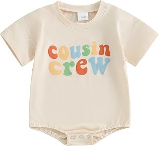 Hnyenmcko Newborn Baby Girl Boy Summer Clothes Short Sleeve Letter Print Bubble Romper Oversized T-Shirt Bodysuit Top Outfit