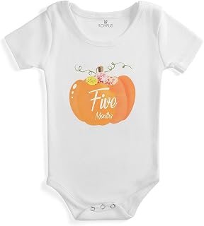 Sponsored Ad - ROMPUS Pumpkin Unisex Baby organic Cotton Romper/Onesie/Bodysuit Half Sleeve Envelope Neck 5 Months