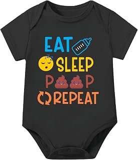 Sponsored Ad - Lillypupp unisex pure cotton new born baby romper onesie bodysuit dress with funny EAT SLEEP POOP REPEAT qu...