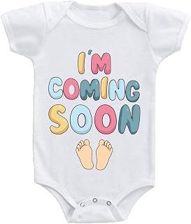 I AM ROMPER New Born Baby Bodysuit Half Sleeve Envelope Neck Jumpsuit Onesie Coming Soon Cotton Blend Cute Rompers For Bab...