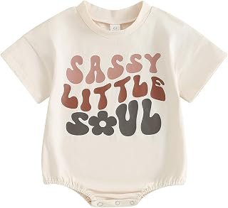 Baby Boy Girl Short Sleeve Bubble Romper Letter Print Oversized T-Shirt Bodysuit Top Newborn Summer Clothes