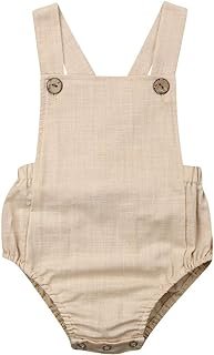LOPJGH Newborn Baby Summer Romper Unisex Solid Color Button Jumpsuit Sleeveless Backless Overalls Outfits 1Pcs