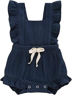 YOUNGER TREE Toddler Baby Girl Ruffled Sleeveless Romper Casual Summer Jumpsuit Cotton Linen Clothes