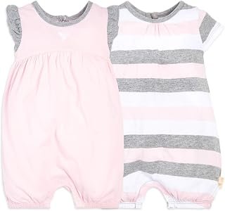 Burt's Bees Baby baby-girls Rompers, Set of 2 Bubbles, One Piece Jumpsuits, 100% Organic Cotton
