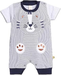 Hopscotch Boys Cotton Rompers In Navy Color