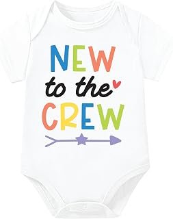 Lillypupp unisex pure cotton romper onesie bodysuit dress for baby boys and girls. NEW TO THE CREW funny quote for new bor...