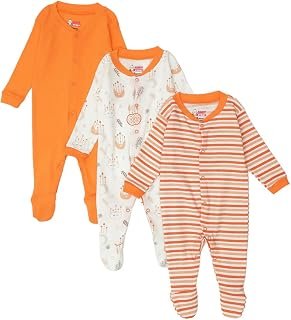 Baby Story 100% Cotton Baby Full Length Romper/Sleepsuits/Jumpsuit, Pack of 3 | Soft & Comfortable for Kids (Solid,Stripe...