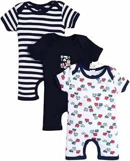 kingborn Baby Cotton Bodysuit/Romper/Onesie/Dungaree Knee Length For Baby Boys And Baby Girls (Pack of 3)