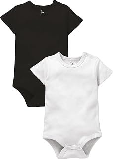 Sponsored Ad - Zeezeezoo Solid Set of 2- Black and White Newborn Baby Romper Bodysuit Onesie Dress