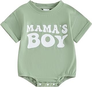 Socutebabe Newborn Infant Baby Boy Summer Outfit Mamas Boy Baby Clothes Boy Oversized Romper Shirts Short Sleeve Onesie
